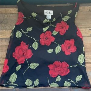Vintage J.B.S. LTD. Black and Red Floral Top